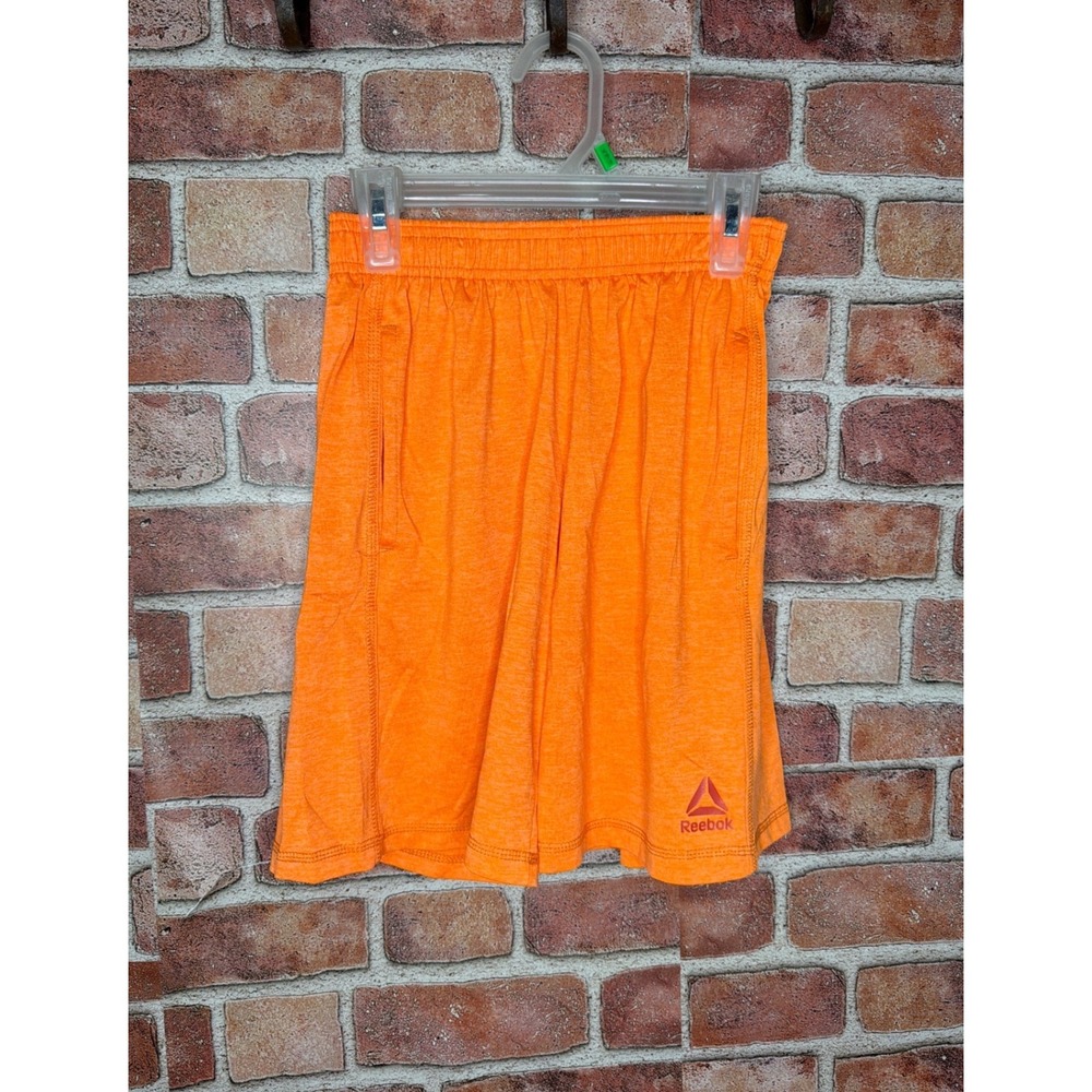 Reebok Boys Athletic Shorts Orange Heathered Gym Sports Size Small 8 Pocket